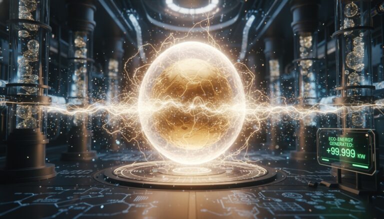 Esfera energética futurista generando potencia en un laboratorio avanzado, imagen conceptual de nuevos descubrimientos