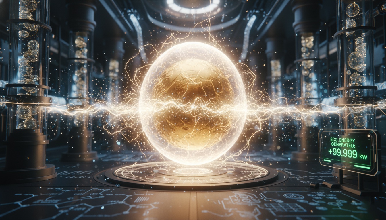 Esfera energética futurista generando potencia en un laboratorio avanzado, imagen conceptual de nuevos descubrimientos