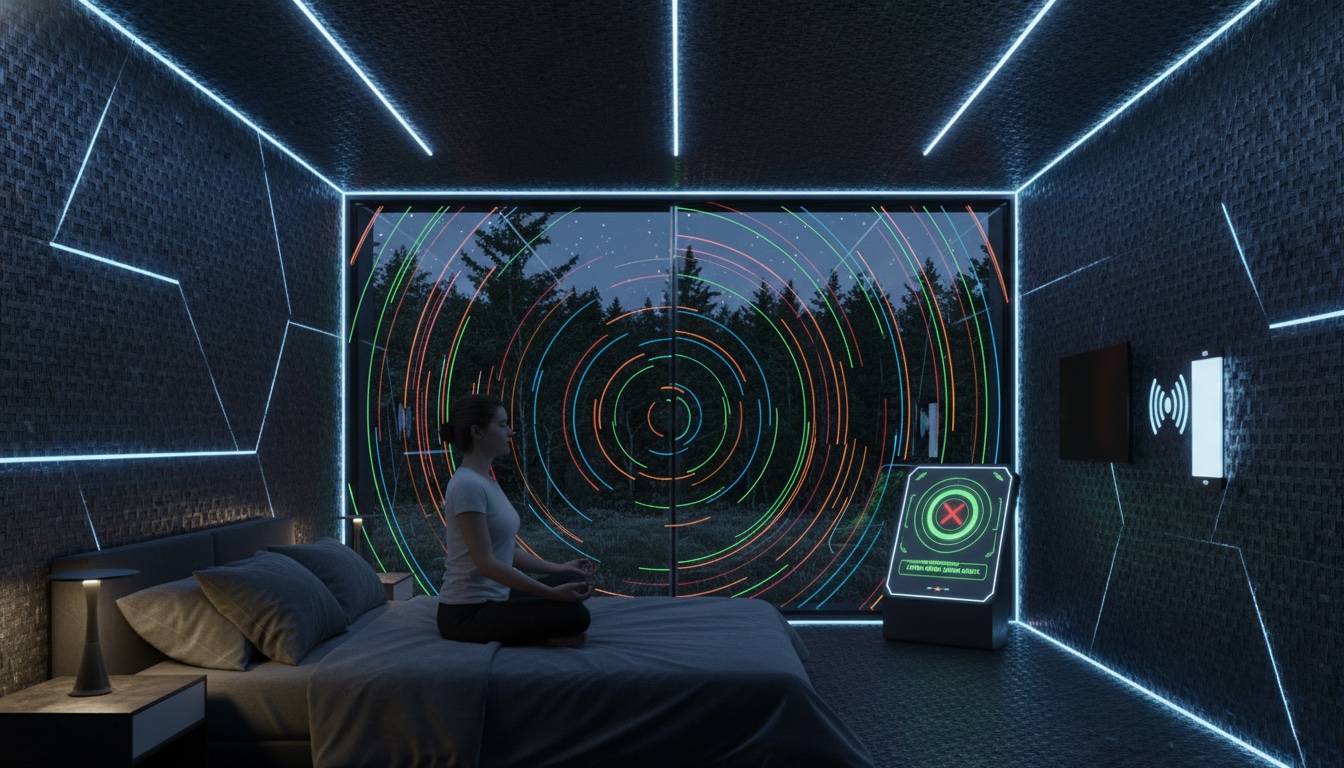 Interpretación futurista de viviendas con habitaciones Faraday