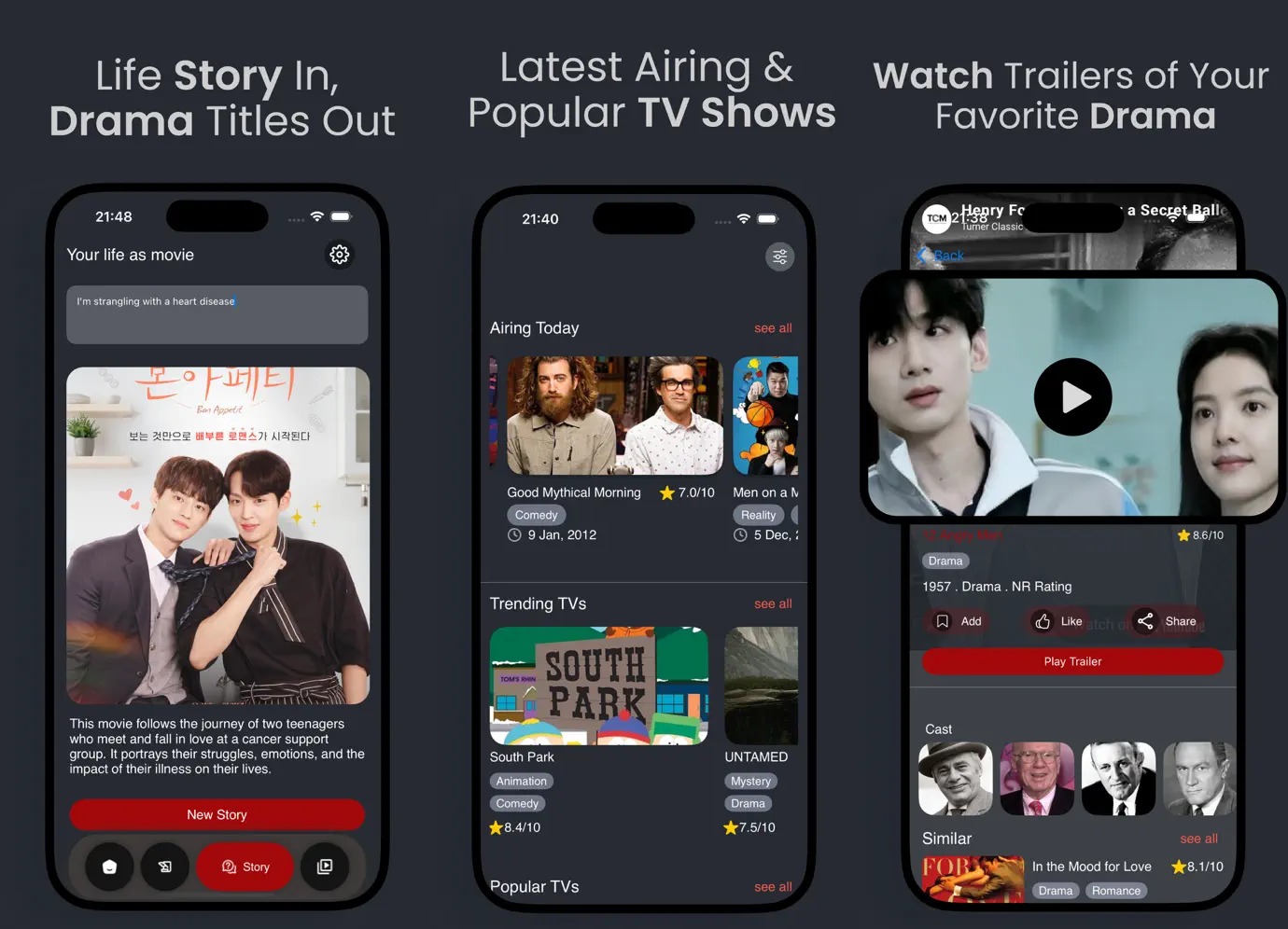 Interfaz de Xuper TV de series y dramas en un iPhone con recomendaciones personalizadas
