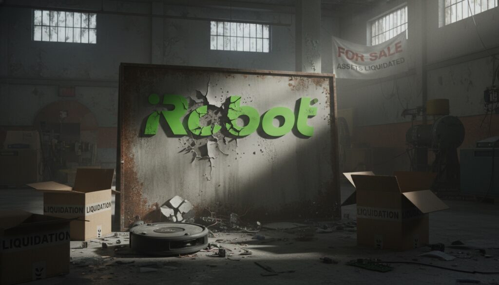 abandonado en una habitación, simbolizando la crisis y abandono de iRobot en 2025