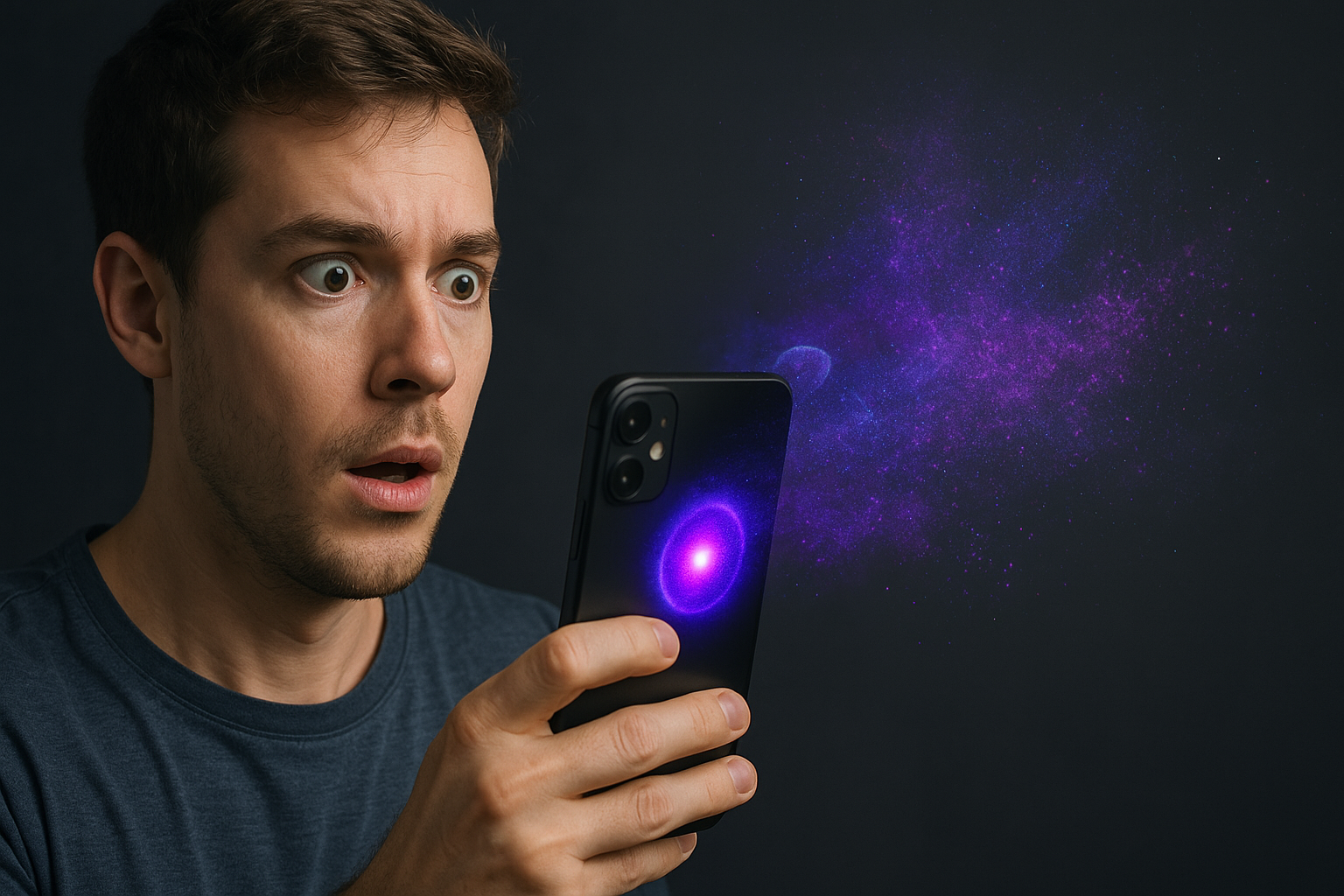 Sorprendido porque su móvil ve cosas que él no