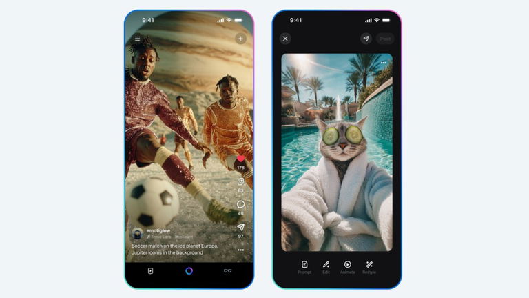 Así es Meta Vibes con diseño minimalista y colores tecnológicos en fondo oscuro