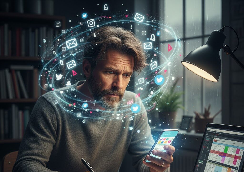 persona viendo mensajes antiguos