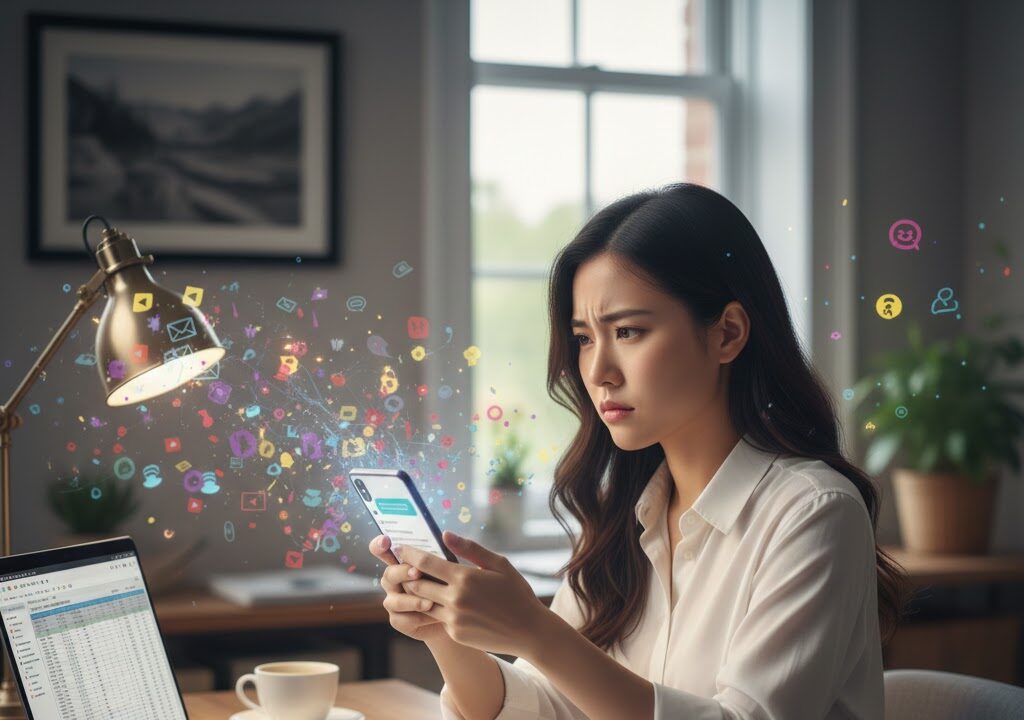 persona viendo mensajes antiguos