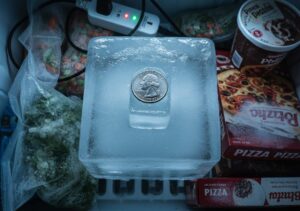 moneda en el congelador