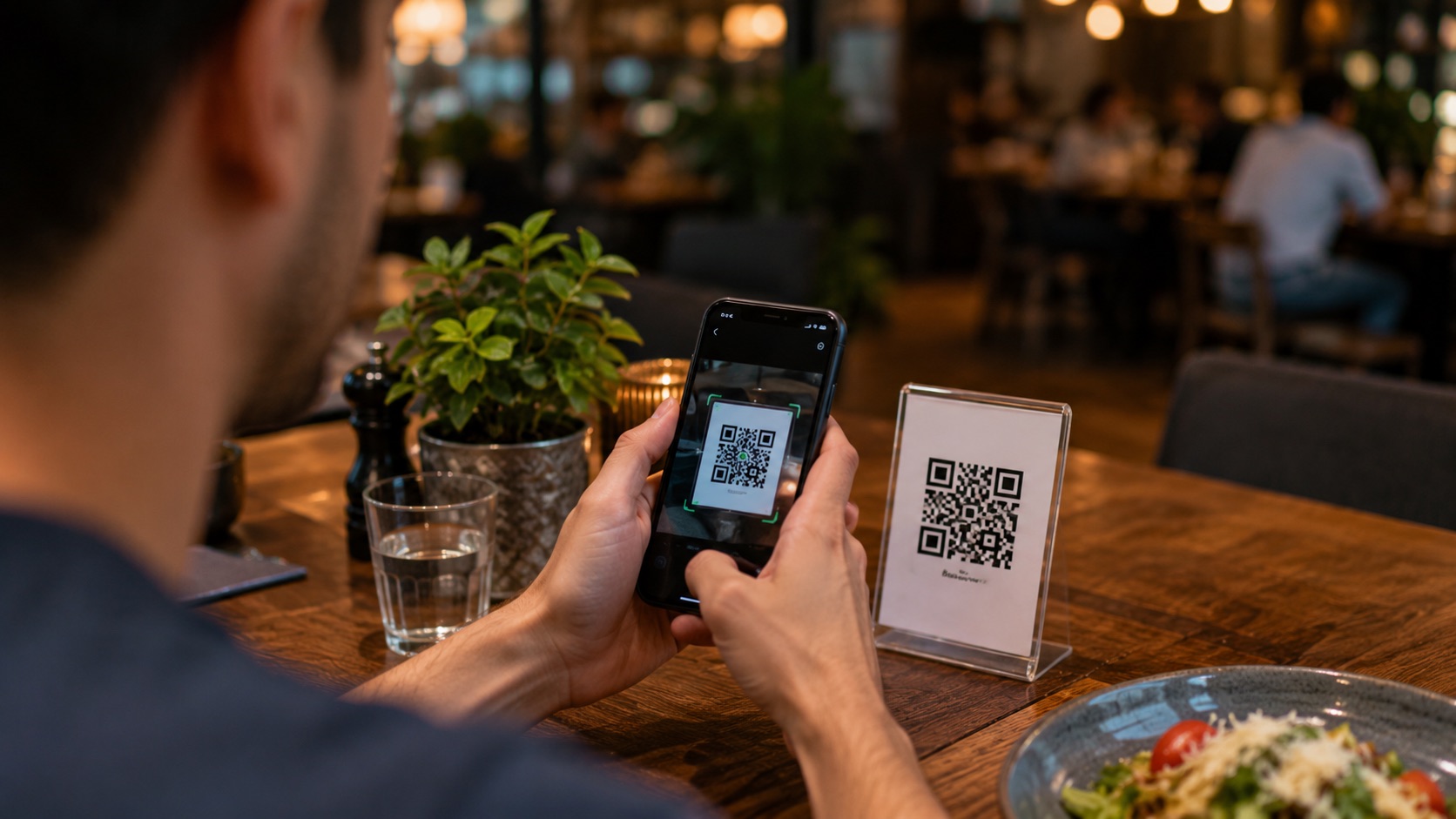 código QR en un restaurante