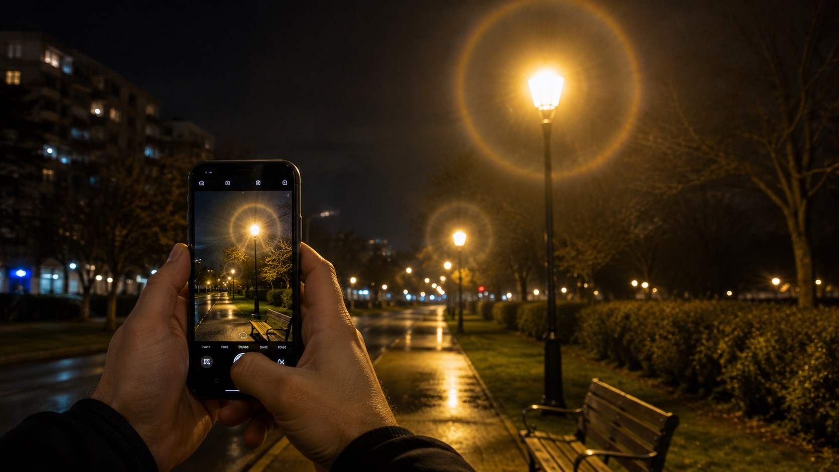 halos de luz en las fotos nocturnas