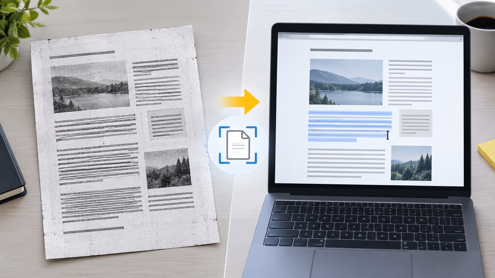 Documento escaneado convertido en texto seleccionable mediante OCR